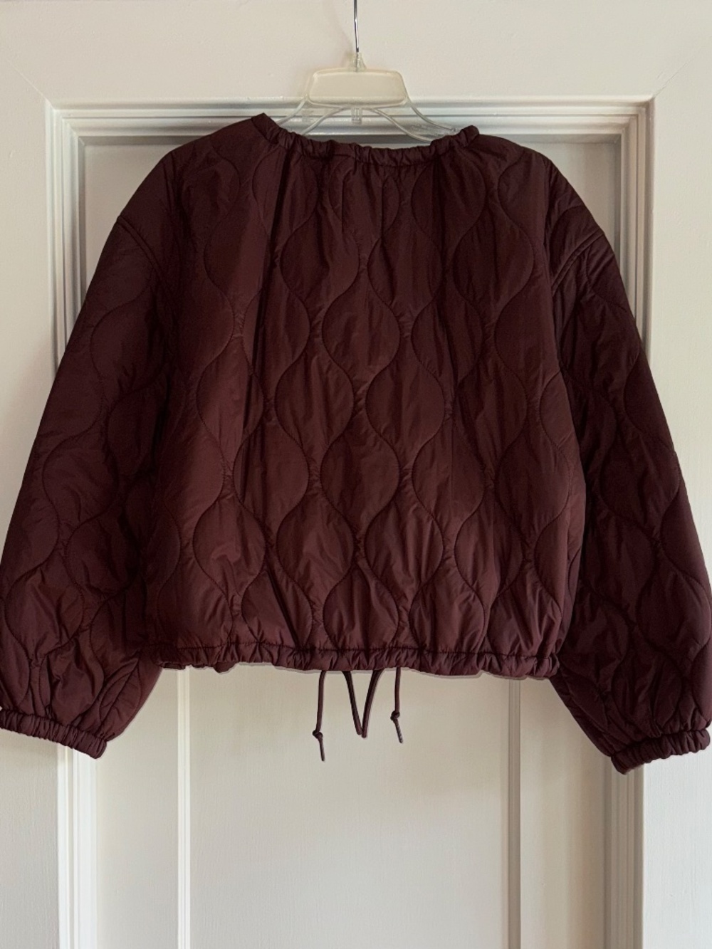 Quilted Cinched Waist Liner Jacket. Mauve-burgandy. Size S - Picture 2 of 2